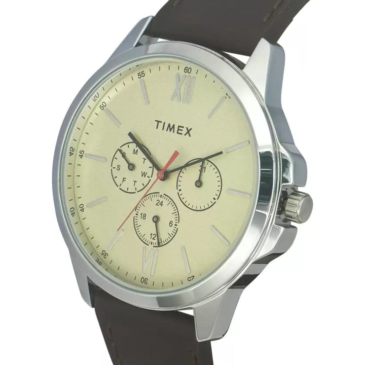 Timex Fashion Men's Beige Dial Round Case Multifunction Function Watch -TWEG165SMU01