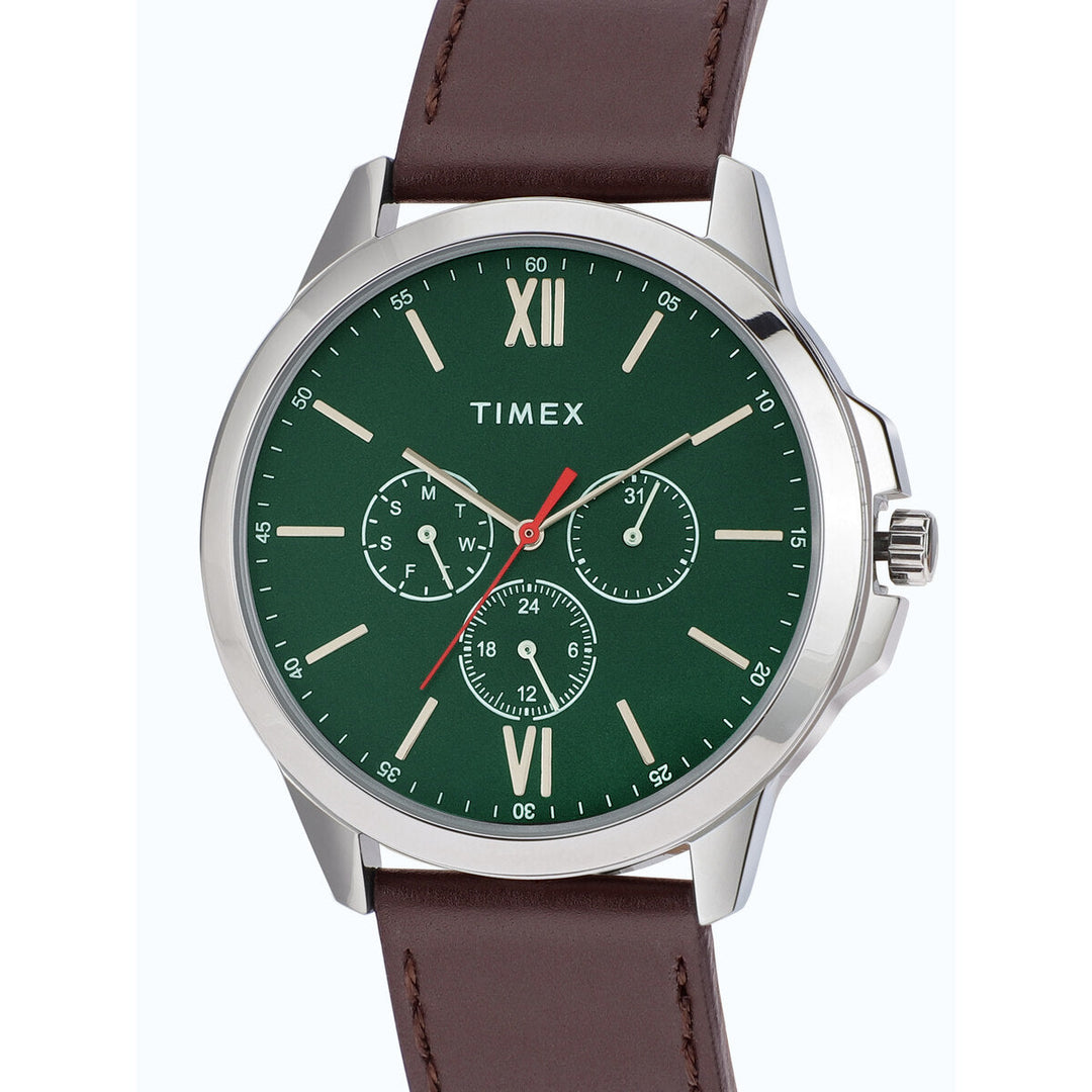 Timex Fashion Collection Premium Quality Multifunction Men Analog Green Dial Coloured Quartz Watch, Round Dial With 45 Mm Case Width - TWEG165SMU11