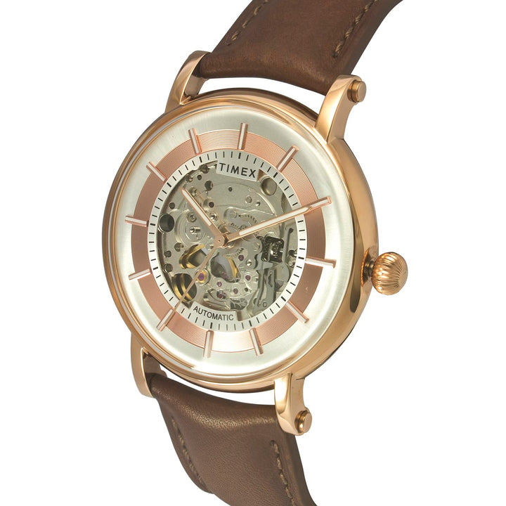 Timex E Class Men's Silver Dial Round Case Automatic Function Watch -TWEG16715