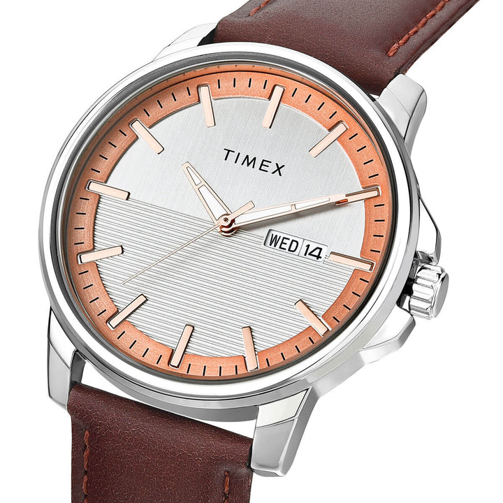 Timex Fashion Men's Silver Dial Round Case Day Date Function Watch -TWEG17210