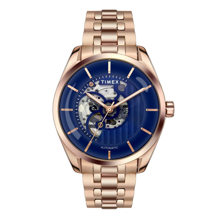 Timex E Class Men's Blue Dial Round Case Automatic Function Watch -TWEG17504