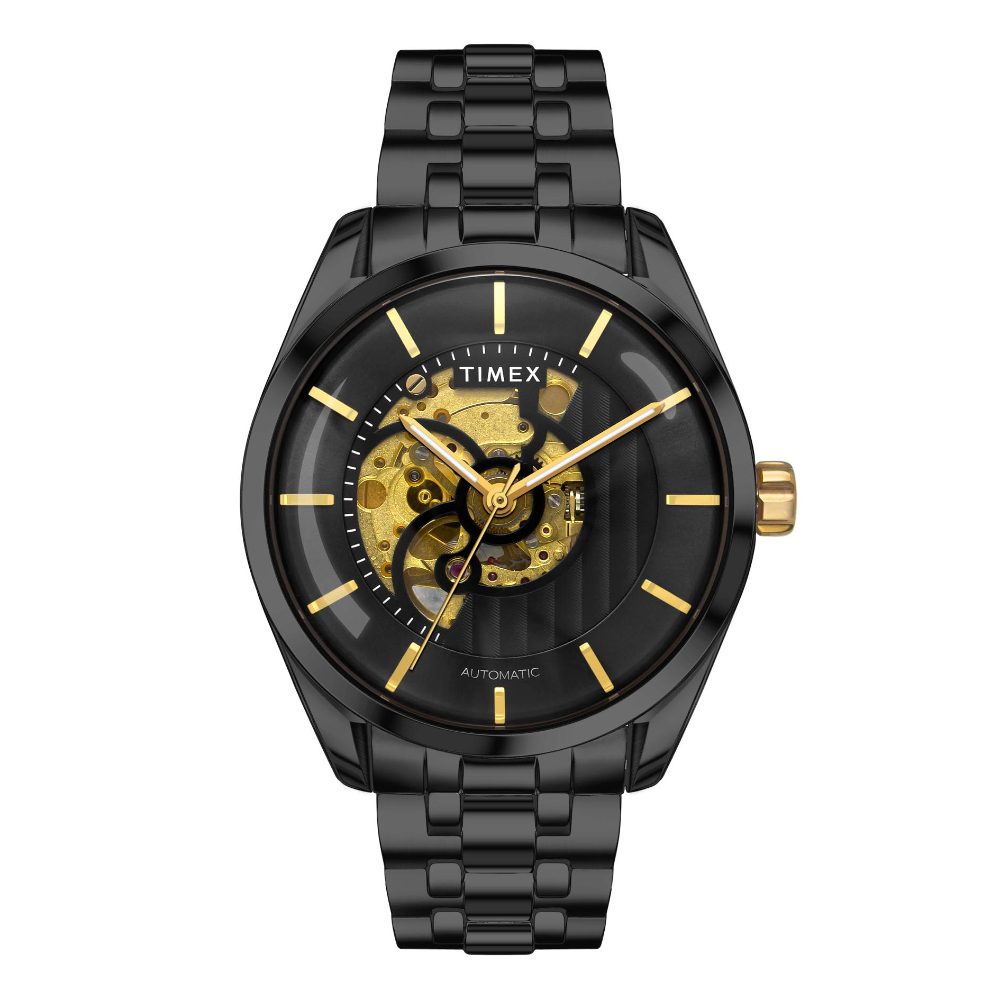 Timex E Class Men's Black Dial Round Case Automatic Function Watch -TWEG17505