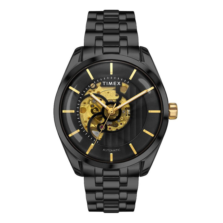 Timex E Class Men's Black Dial Round Case Automatic Function Watch -TWEG17505