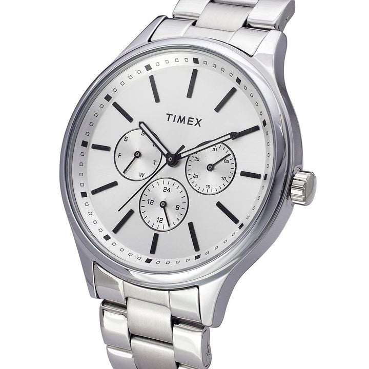 Timex Fashion Men's Silver Dial Round Case Multifunction Function Watch -TWEG18409