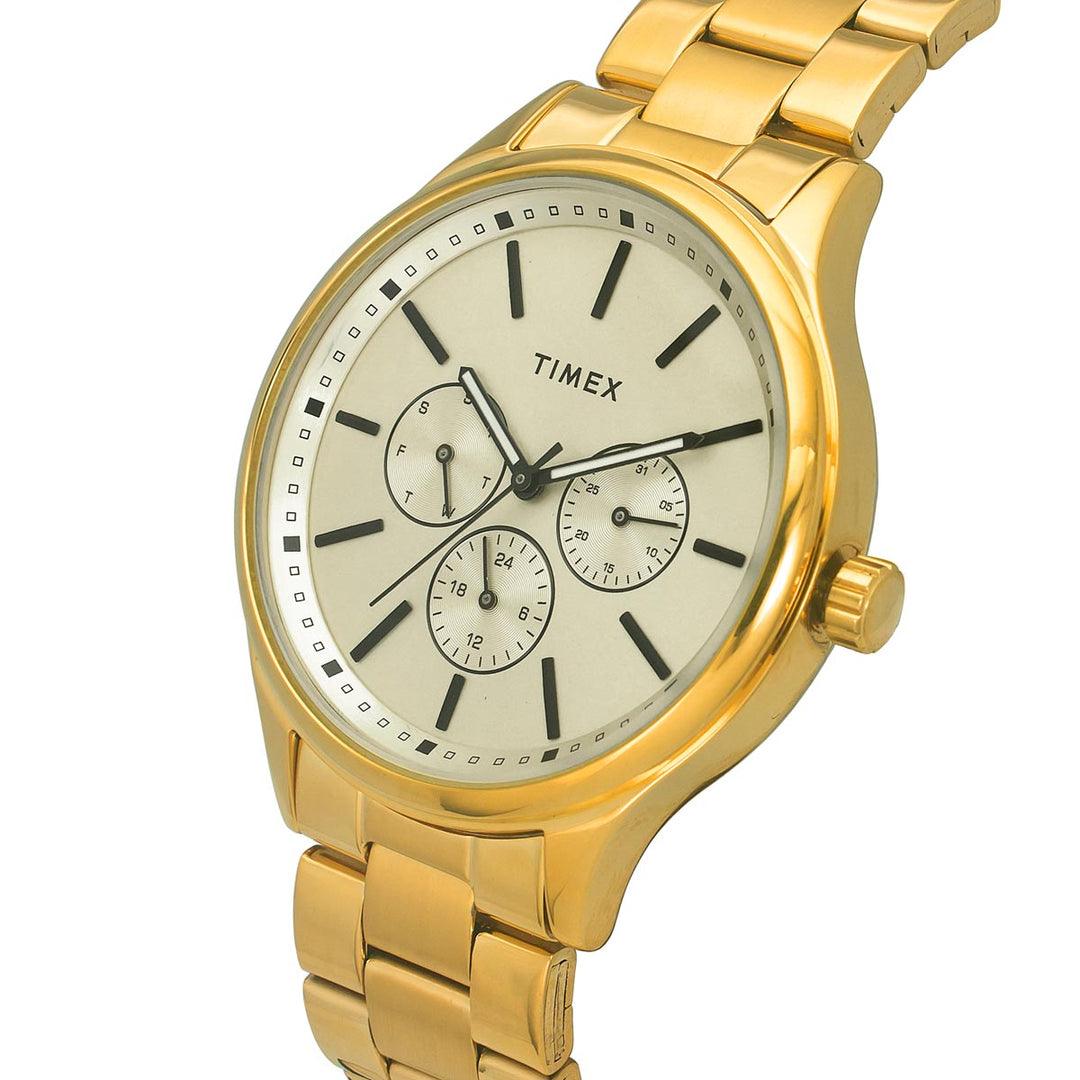 Timex Fashion Men's Champagne Dial Round Case Multifunction Function Watch -TWEG18415