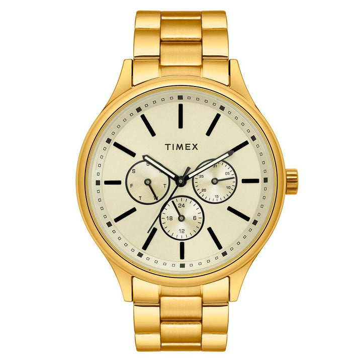 Timex Fashion Men's Champagne Dial Round Case Multifunction Function Watch -TWEG18415