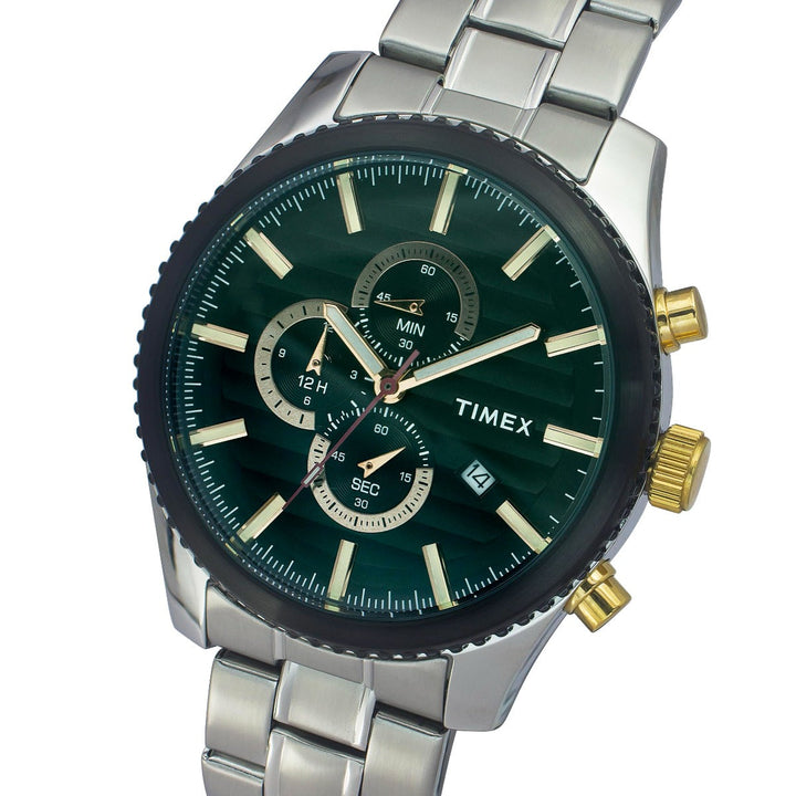 Timex Fashion Men's Green Dial Round Case Chronograph Function Watch -TWEG19501