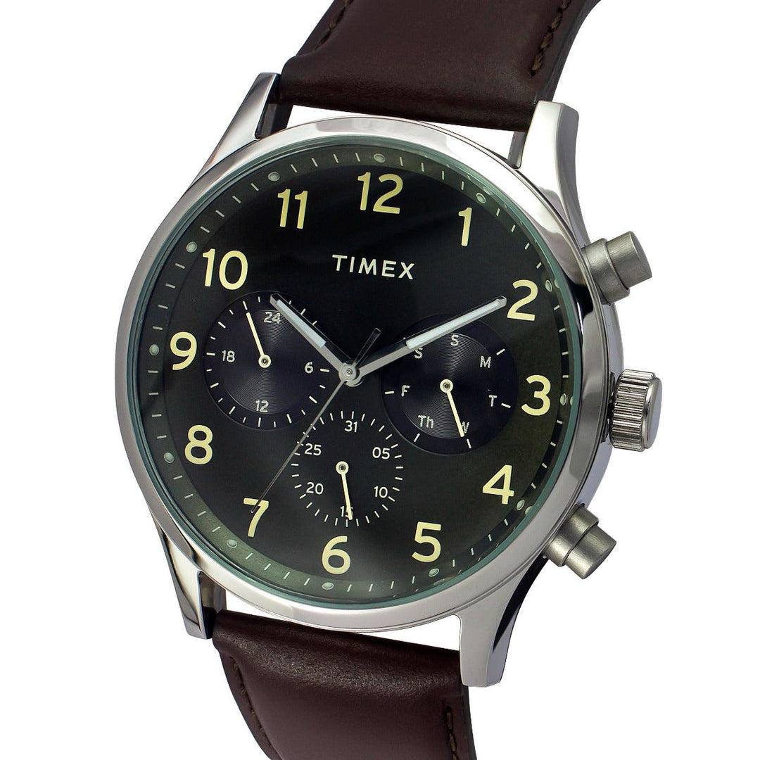 Timex Fashion Men's Green Dial Round Case Multifunction Function Watch -TWEG19600
