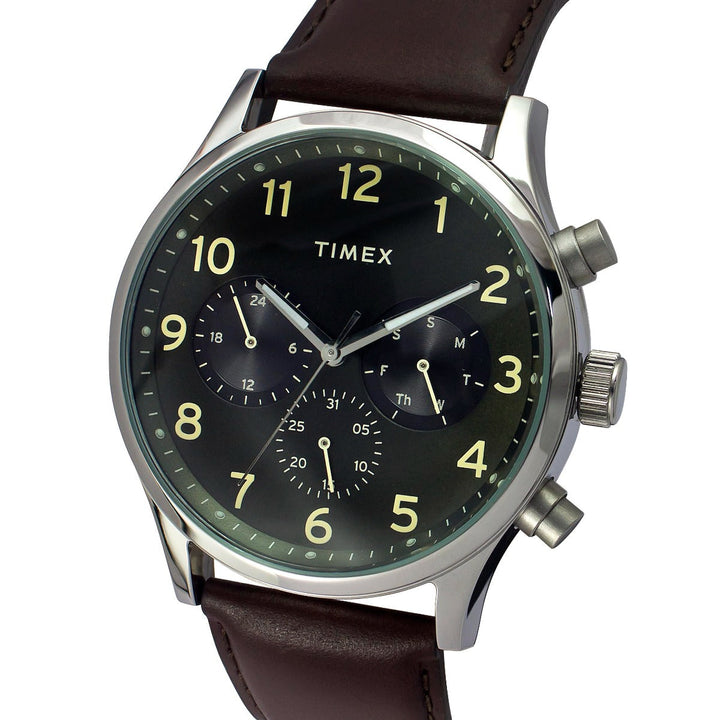 Timex Fashion Men's Green Dial Round Case Multifunction Function Watch -TWEG19600