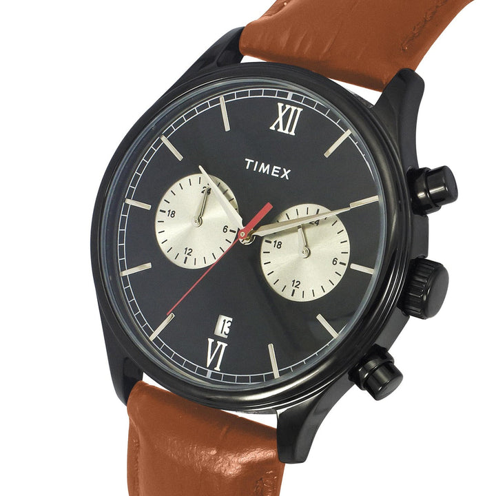 Timex Fashion Men's Black Dial Round Case Dual Time Function Watch -TWEG19808