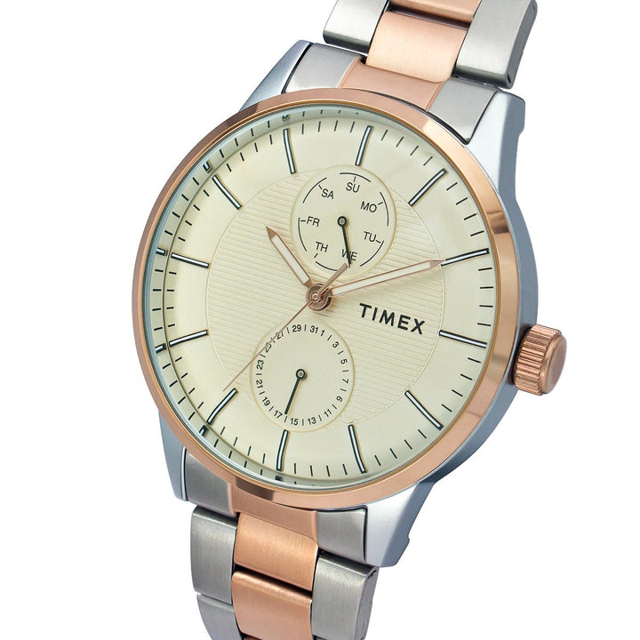 Timex Fashion Men's Beige Dial Round Case Multifunction Function Watch -TWEG19902