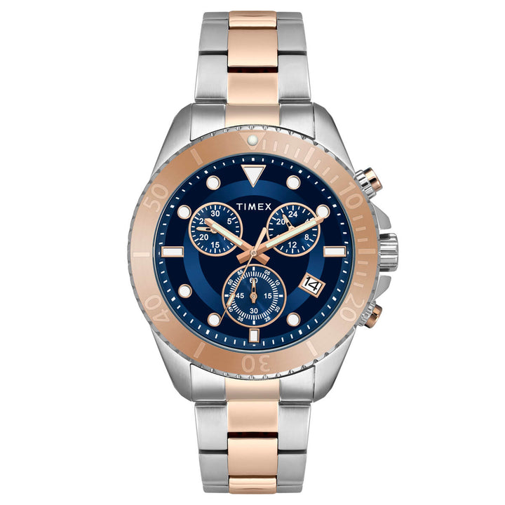 Timex E Class Men's Blue Dial Round Case Chronograph Date Function Watch -TWEG20101