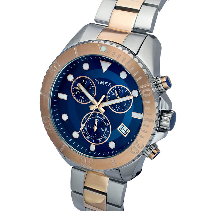 Timex E Class Men's Blue Dial Round Case Chronograph Date Function Watch -TWEG20101