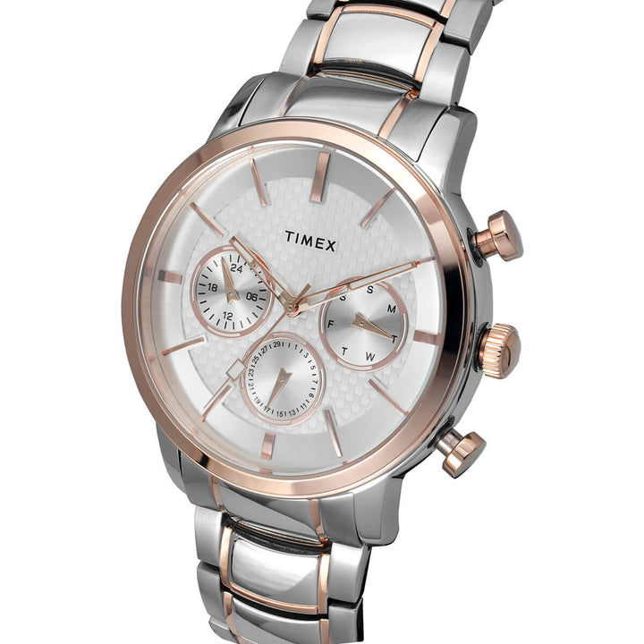 Timex E Class Men's Silver Dial Round Case Multifunction Function Watch -TWEG20202