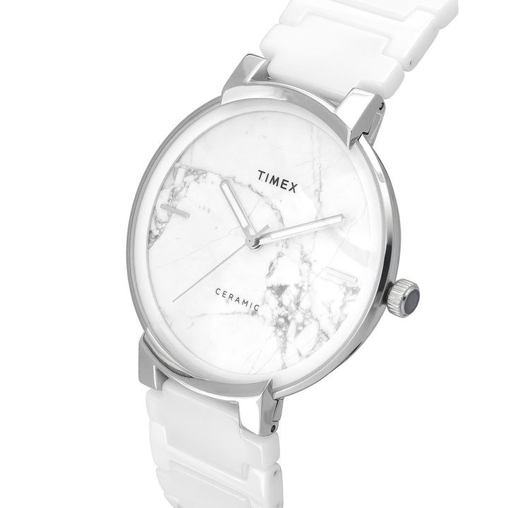 Timex Fashion Men's White Dial Round Case 3 Hands Function Watch -TWEG21200