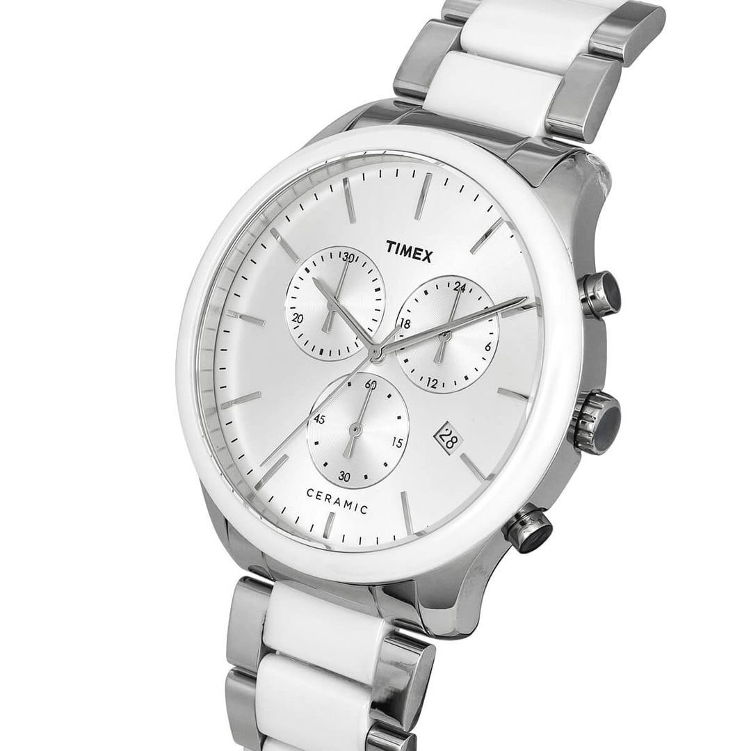 Timex Fashion Men's Silver Dial Round Case Chronograph Function Watch -TWEG21700