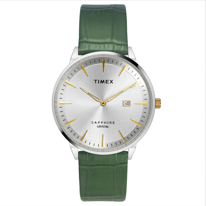 Timex Fashion Men's Silver Dial Round Case 2 Hands+Date Function Watch -TWEG21900