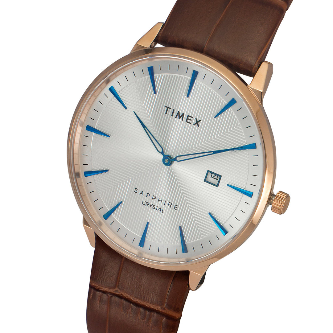 Timex Fashion Men's Silver Dial Round Case 2 Hands+Date Function Watch -TWEG21902