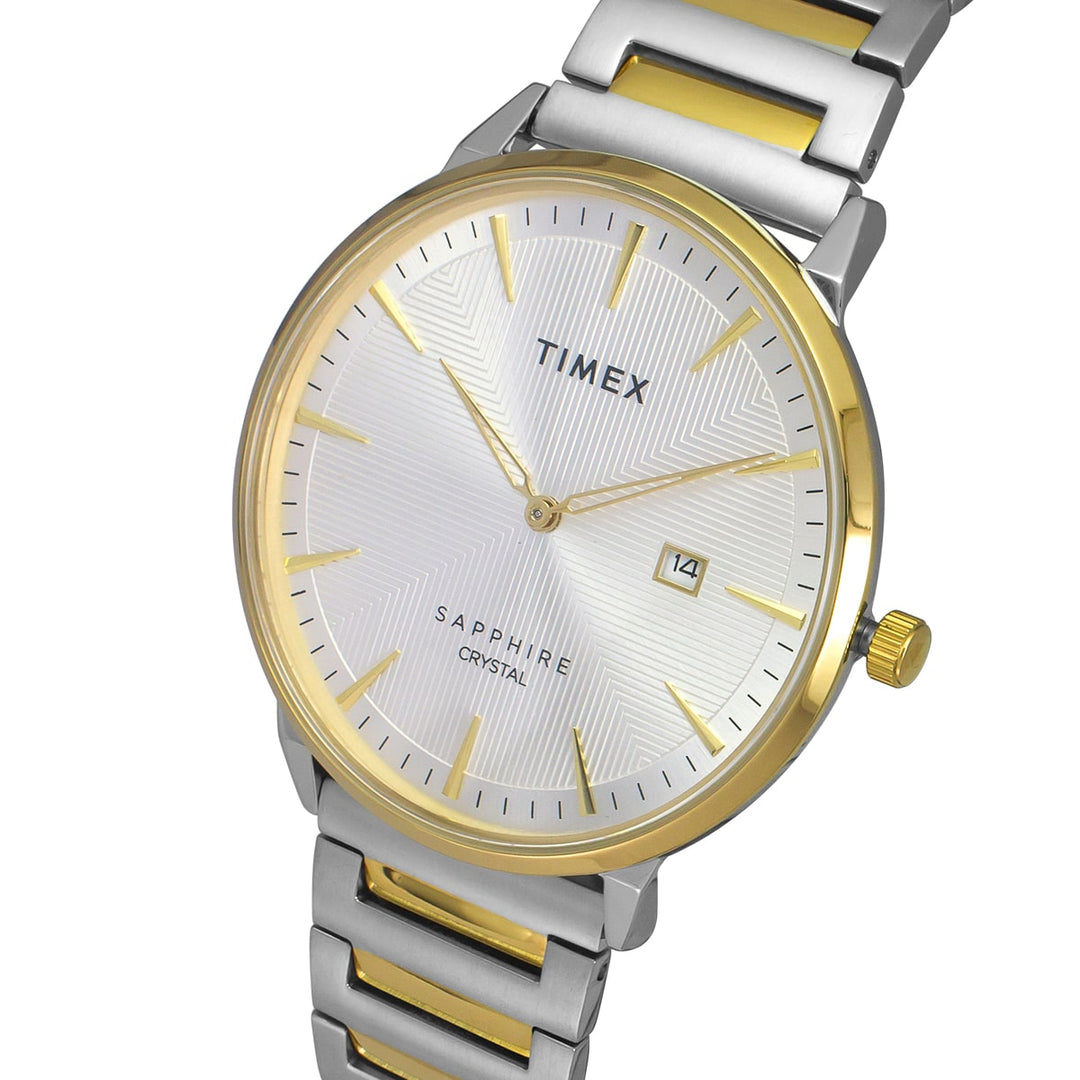Timex Fashion Men's Silver Dial Round Case 2 Hands+Date Function Watch -TWEG21904