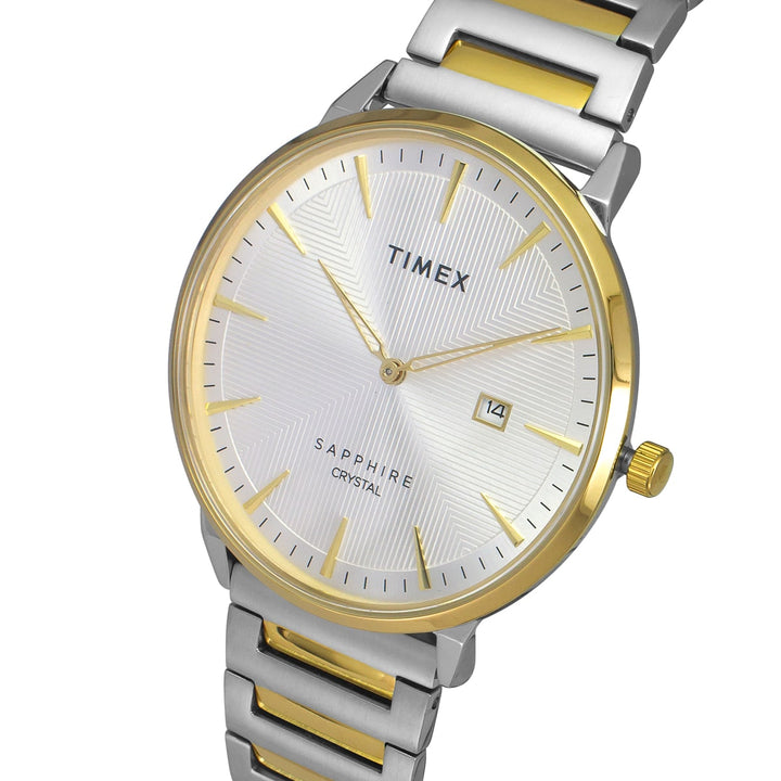 Timex Fashion Men's Silver Dial Round Case 2 Hands+Date Function Watch -TWEG21904