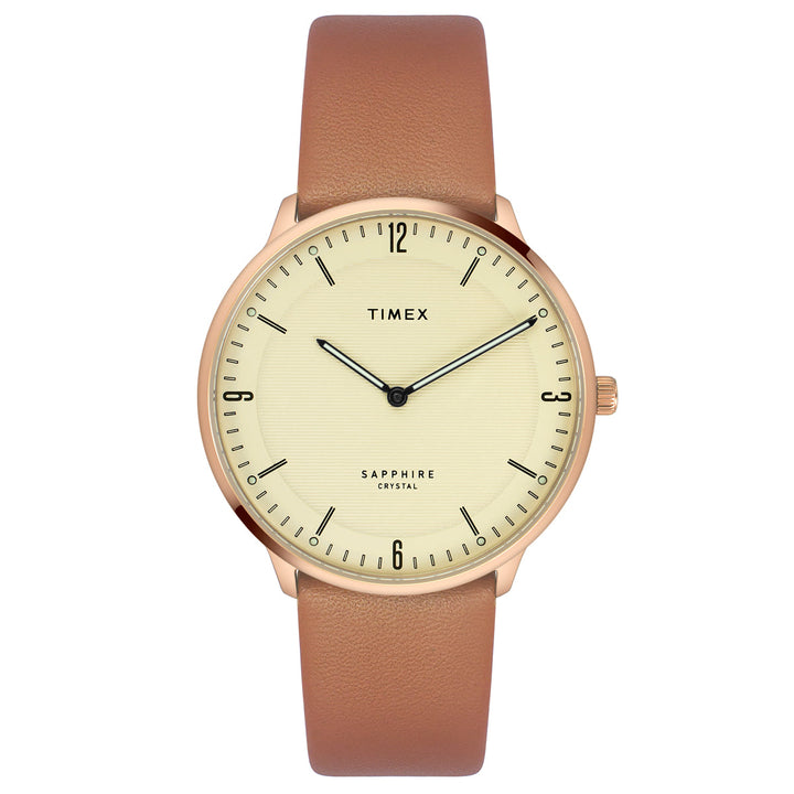 Timex Fashion Men's Beige Dial Round Case 2 Hands Function Watch -TWEG22101