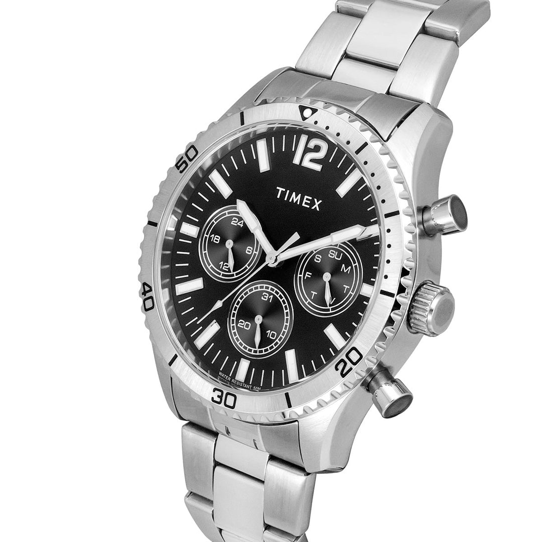 Timex E-Class Premium-Sport Collection Multifunction Men Analog Black Dial Coloured Quartz Watch, Round Dial With 43 Mm Case Width - TWEG22200