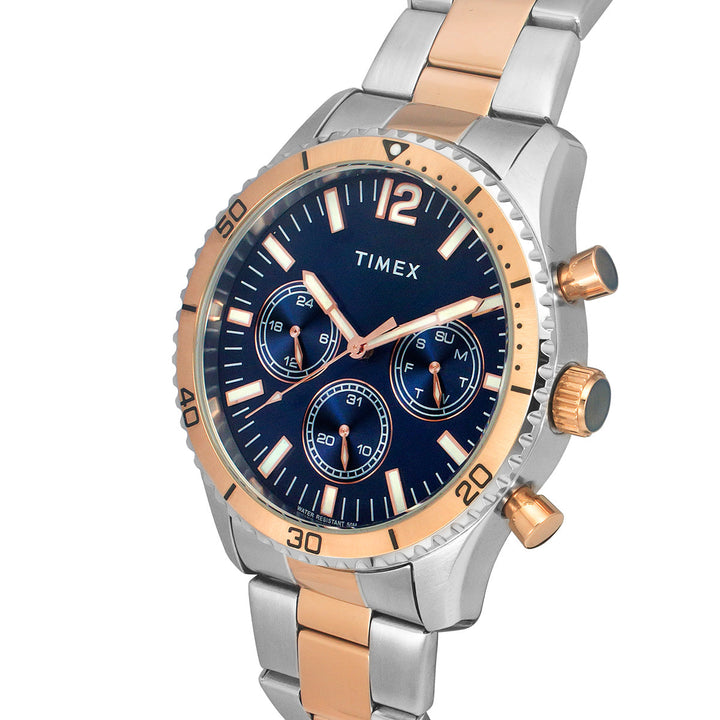 Timex E-Class Premium-Sport Collection Multifunction Men Analog Blue Dial Coloured Quartz Watch, Round Dial With 43 Mm Case Width - TWEG22202