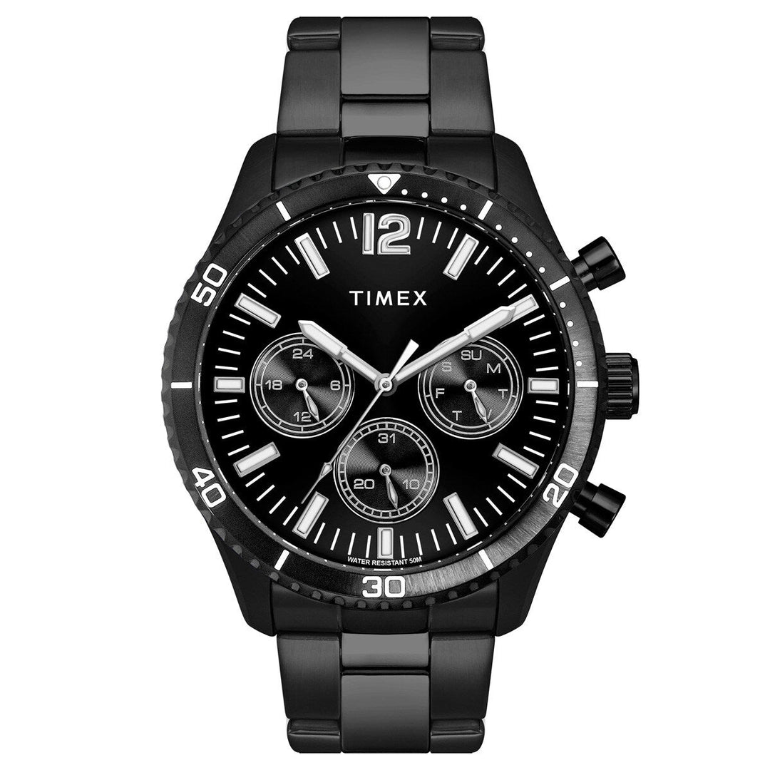 Timex E-Class Premium-Sport Collection Multifunction Men Analog Black Dial Coloured Quartz Watch, Round Dial With 43 Mm Case Width - TWEG22204