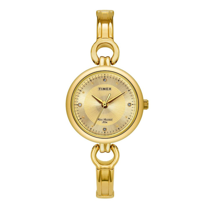 Timex Classics Women's Champagne Dial Round Case 3 Hands Function Watch -TWEL11423