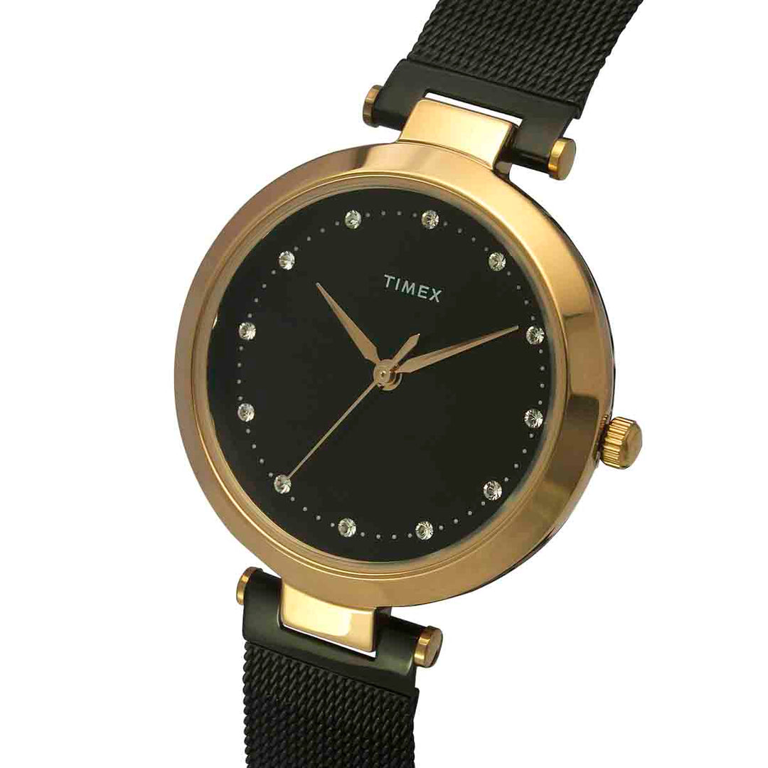 Timex Fashion Women's Black Dial Round Case 3 Hands Function Watch -TWEL11826