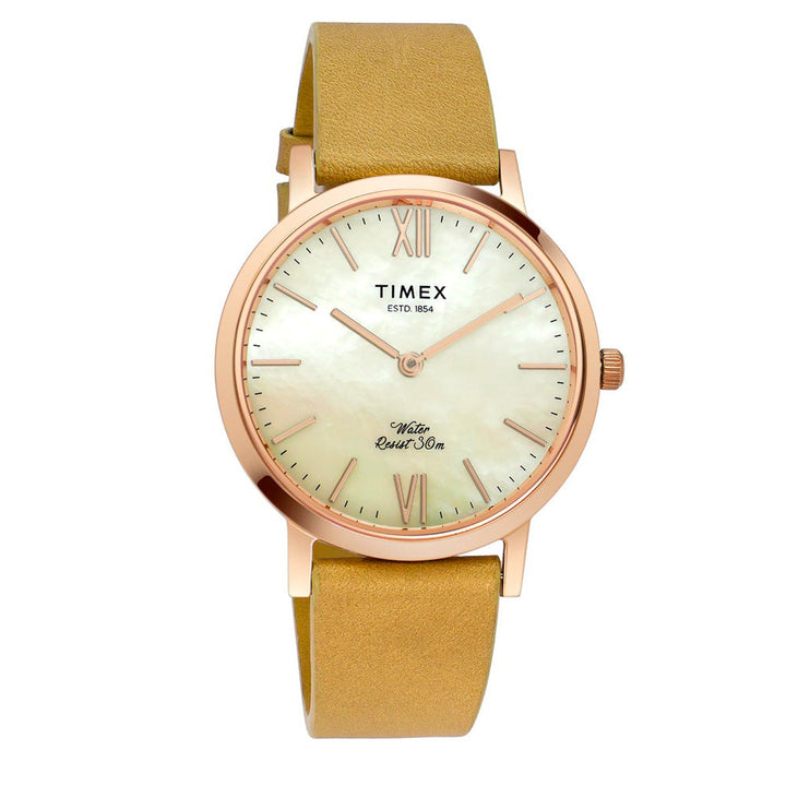 Timex Empera Women's Mother Of Pearl Dial Round Case 2 Hands Function Watch -TWEL12604