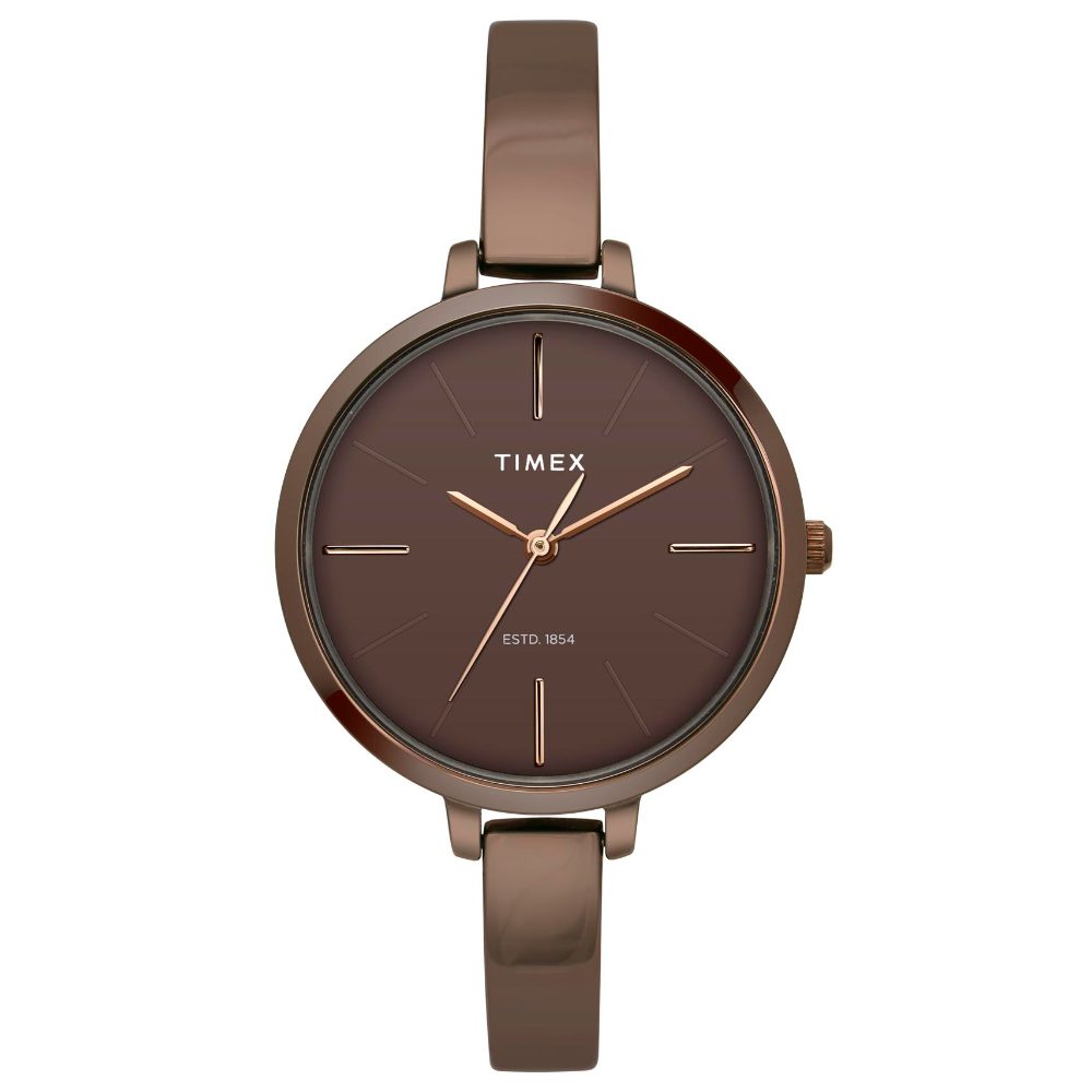 Timex Fashion Women's Brown Dial Round Case Hands Function Watch -TWEL12814