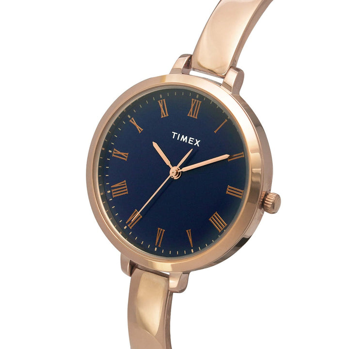 Timex Fashion Women's Blue Dial Round Case 3 Hands Function Watch -TWEL12816