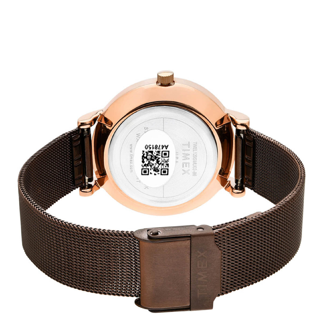 Timex Fashion Women's Brown Dial Round Case 3 Hands Function Watch -TWEL129SMU03