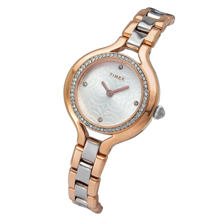 Timex Fria Women's Silver Dial Round Case 2 Hands Function Watch -TWEL14008