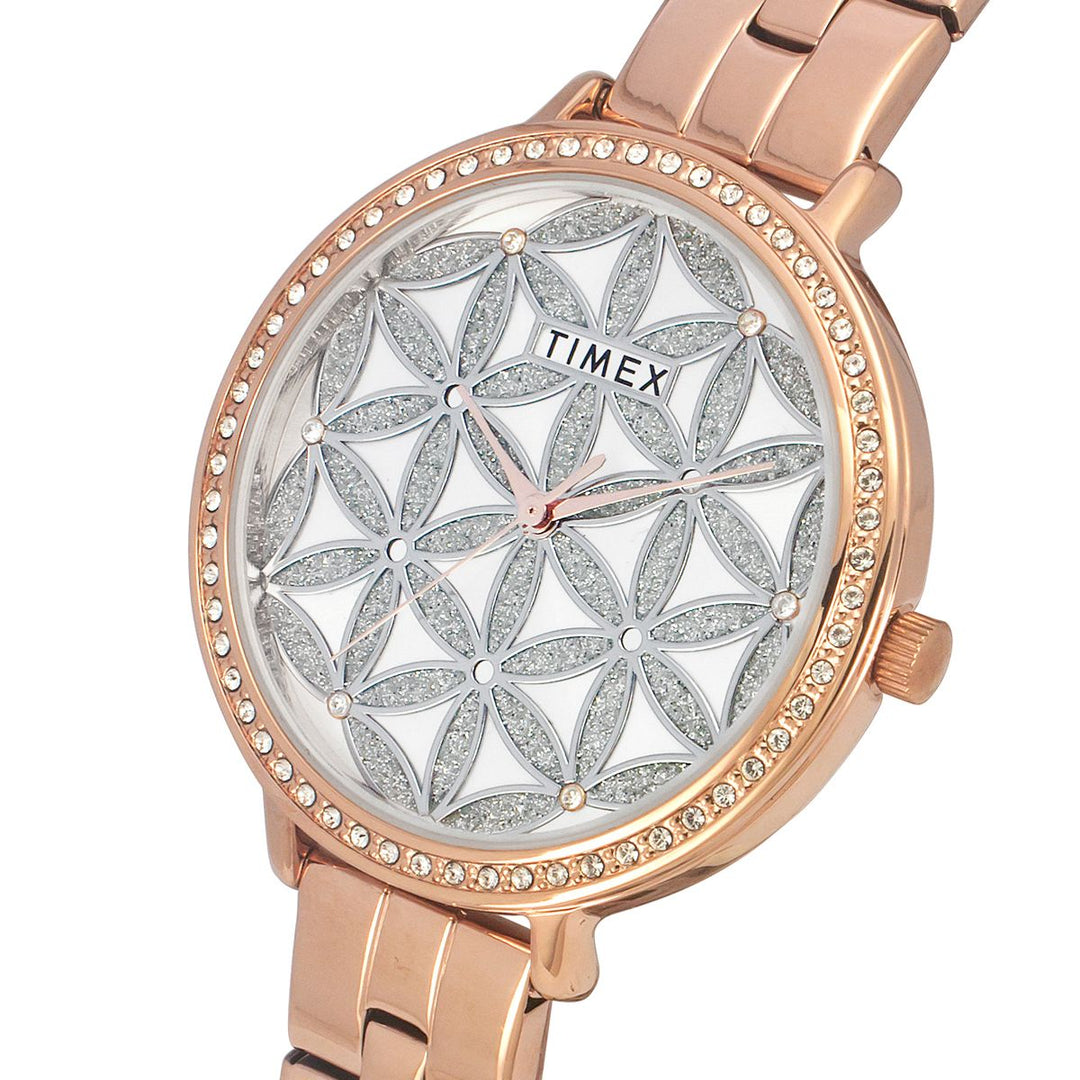 Timex Fashion Women's Silver Dial Round Case 3 Hands Function Watch -TWEL14708