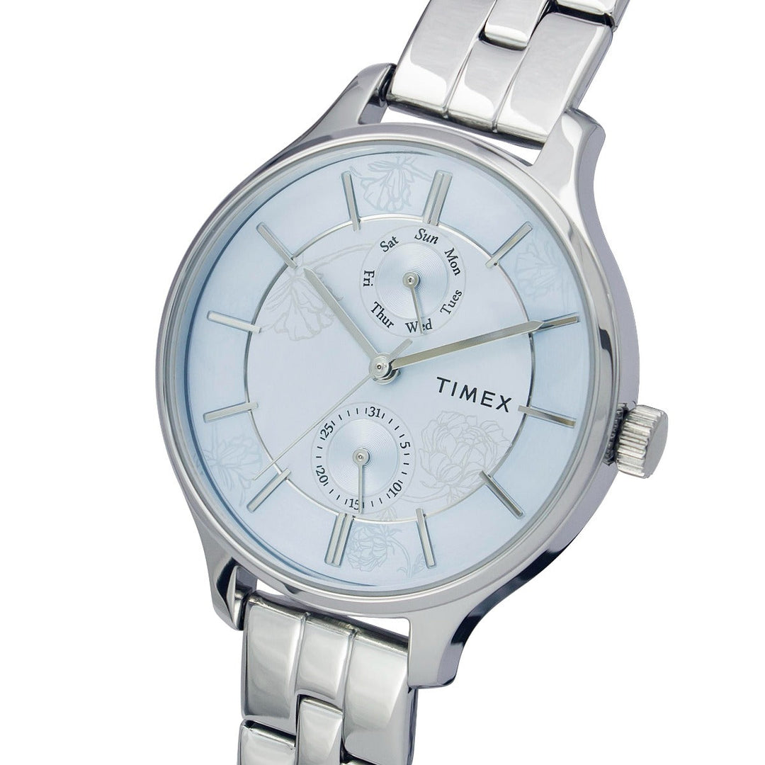 Timex Fashion Women's Blue Dial Round Case Multifunction Function Watch -TWEL14801