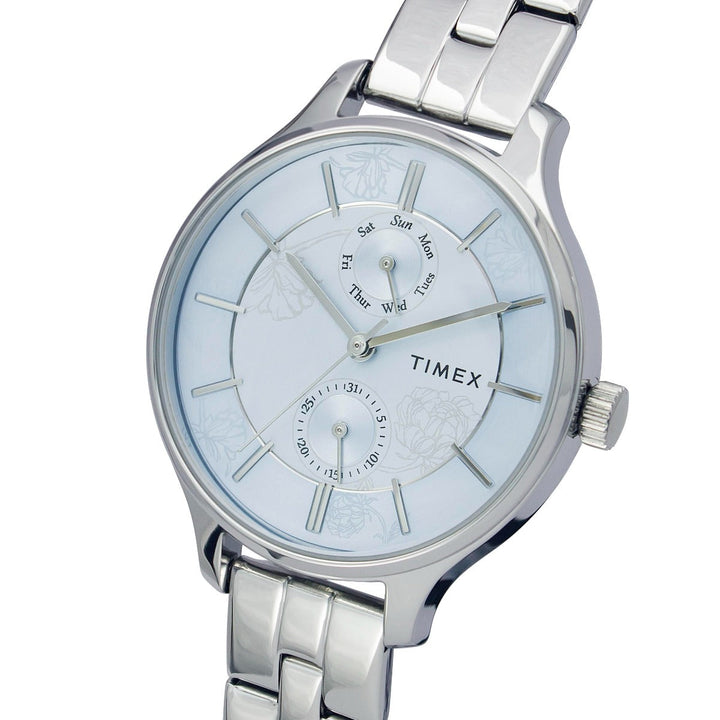 Timex Fashion Women's Blue Dial Round Case Multifunction Function Watch -TWEL14801