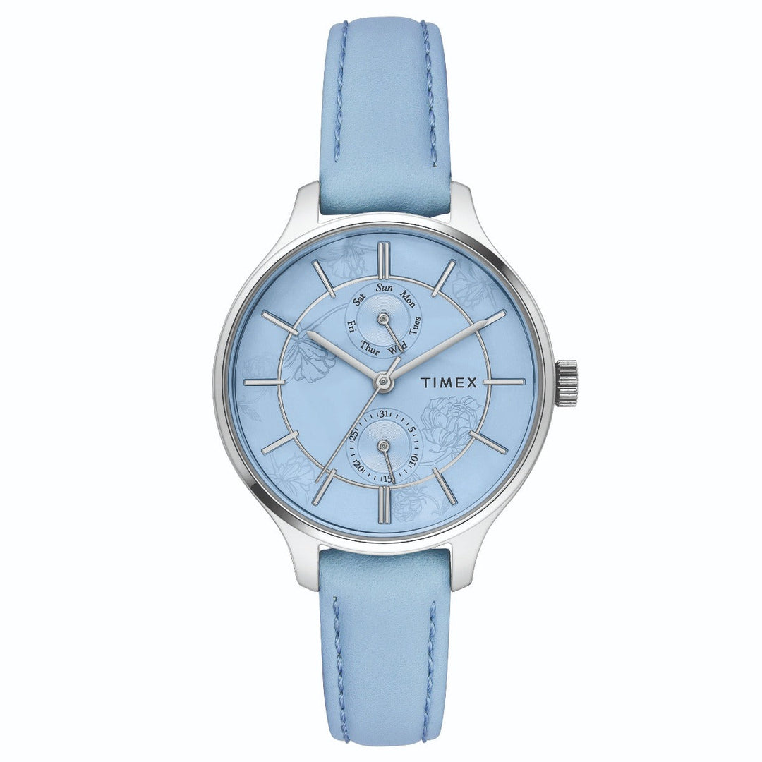 Timex Fashion Women's Blue Dial Round Case Multifunction Function Watch -TWEL14801