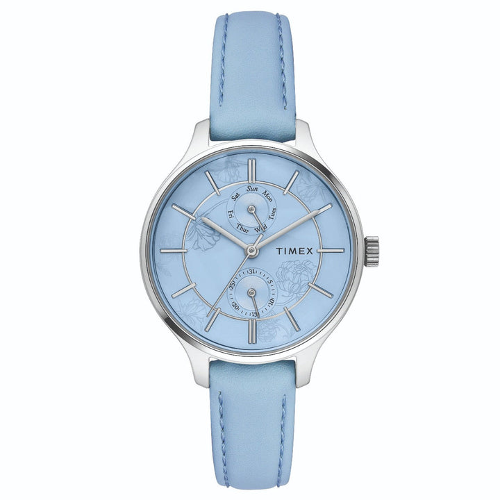 Timex Fashion Women's Blue Dial Round Case Multifunction Function Watch -TWEL14801