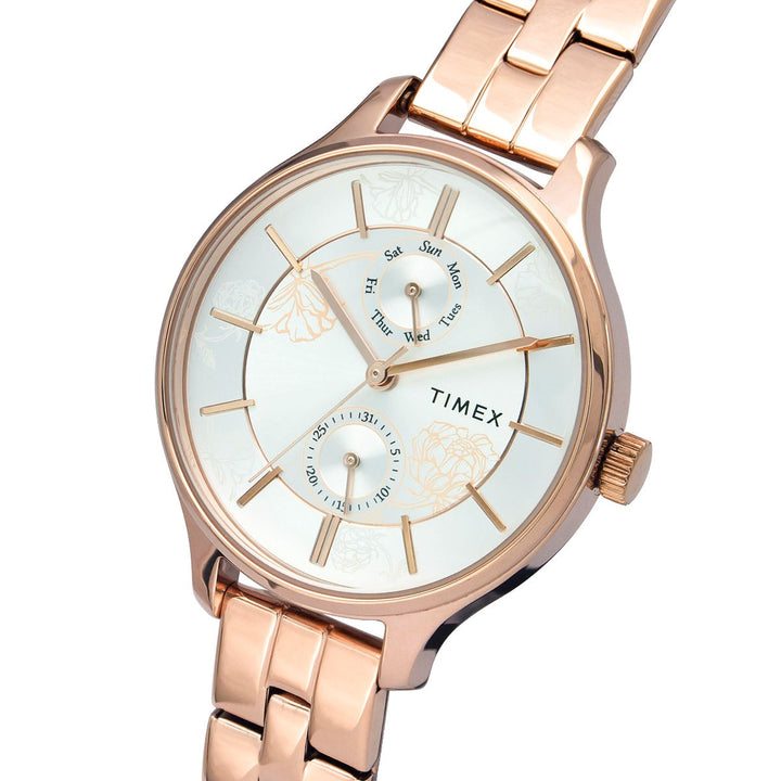 Timex Fashion Women's Silver Dial Round Case Multifunction Function Watch -TWEL14802