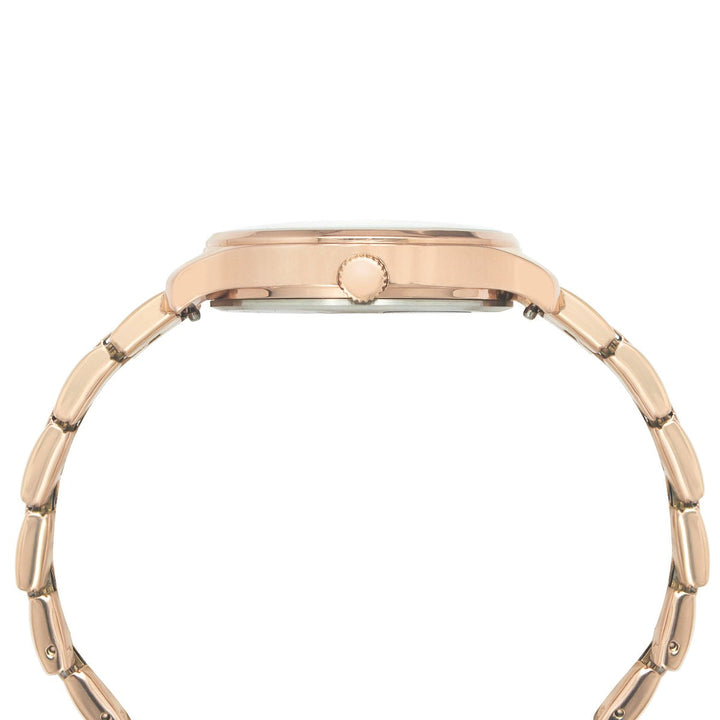 Timex Fashion Women's Rose Gold Dial Round Case Multifunction Function Watch -TWEL14803