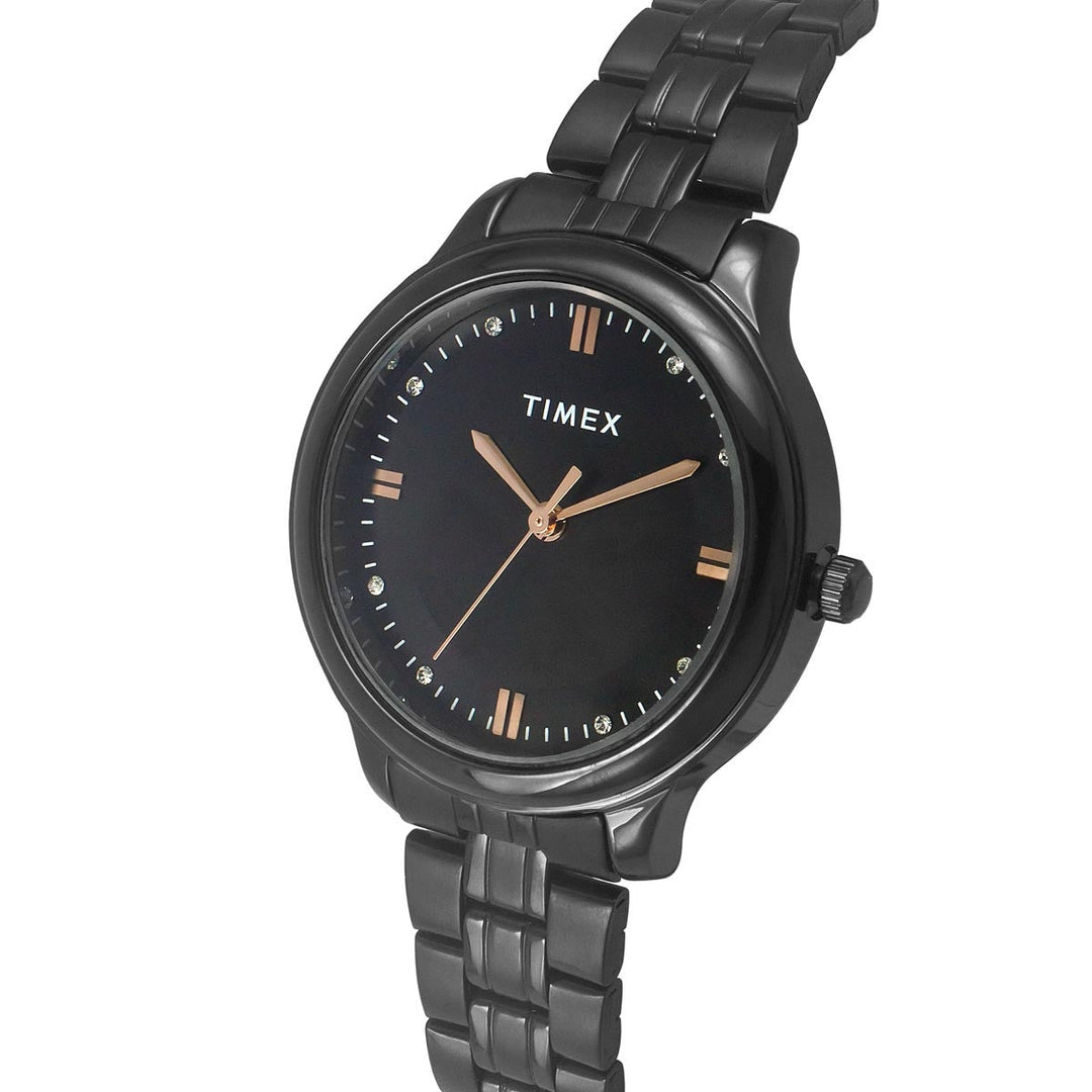Timex 3 Hands Women Analog Black Dial Coloured Quartz Watch, Round Dial With 30 Mm Case Width - TWEL149SMU04