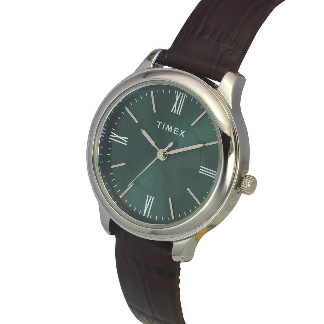 Timex 3 Hands Women Analog Green Dial Coloured Quartz Watch, Round Dial With 30 Mm Case Width - TWEL149SMU07