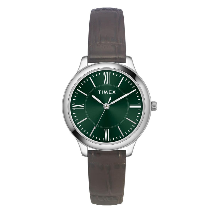 Timex 3 Hands Women Analog Green Dial Coloured Quartz Watch, Round Dial With 30 Mm Case Width - TWEL149SMU07
