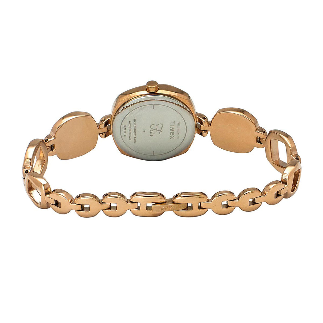 Timex Fria Women's Mother Of Pearl Dial Square Case 3 Hands Function Watch -TWEL15000