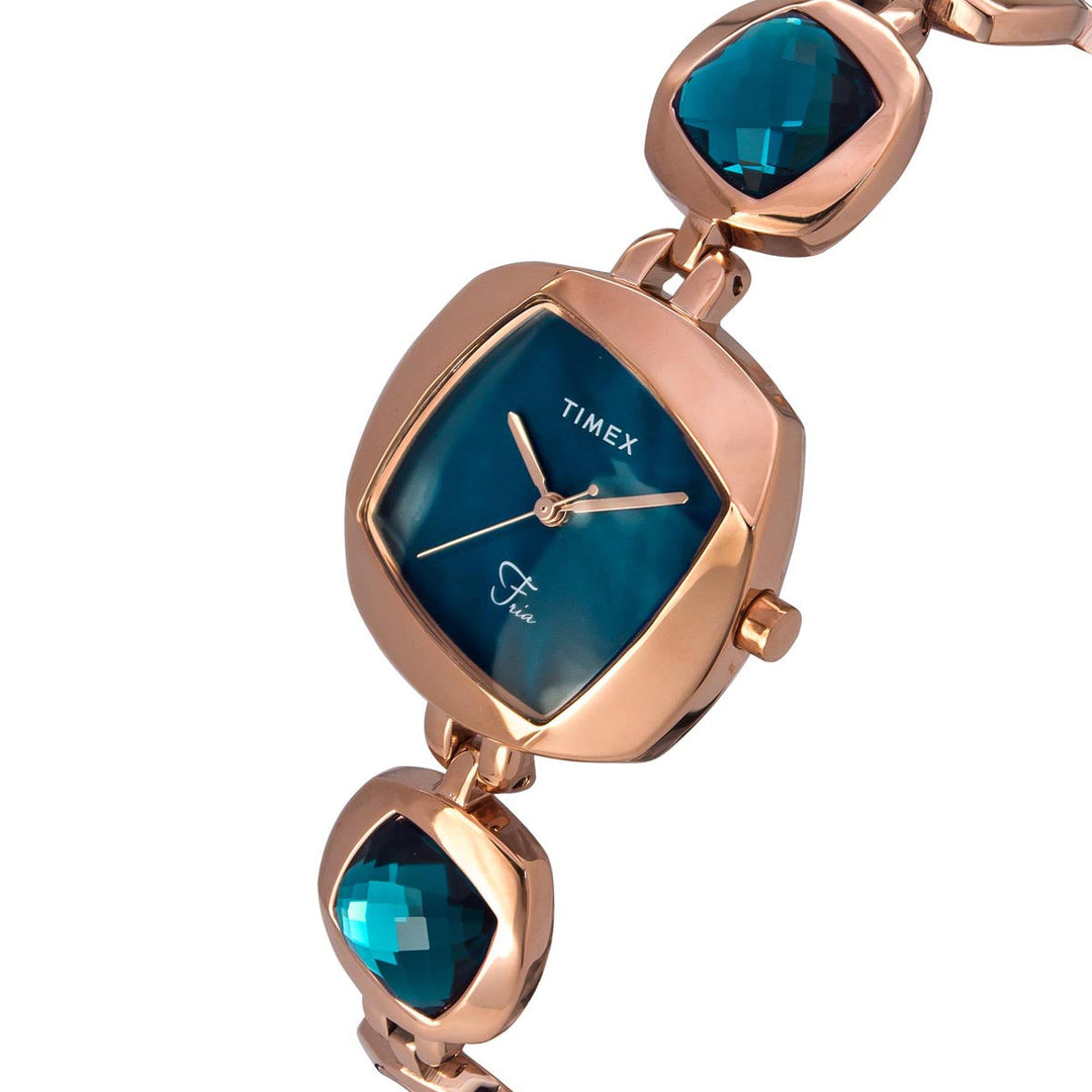 Timex Fria Women's Mother Of Pearl Dial Square Case 3 Hands Function Watch -TWEL15001