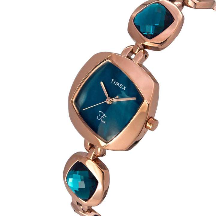 Timex Fria Women's Mother Of Pearl Dial Square Case 3 Hands Function Watch -TWEL15001