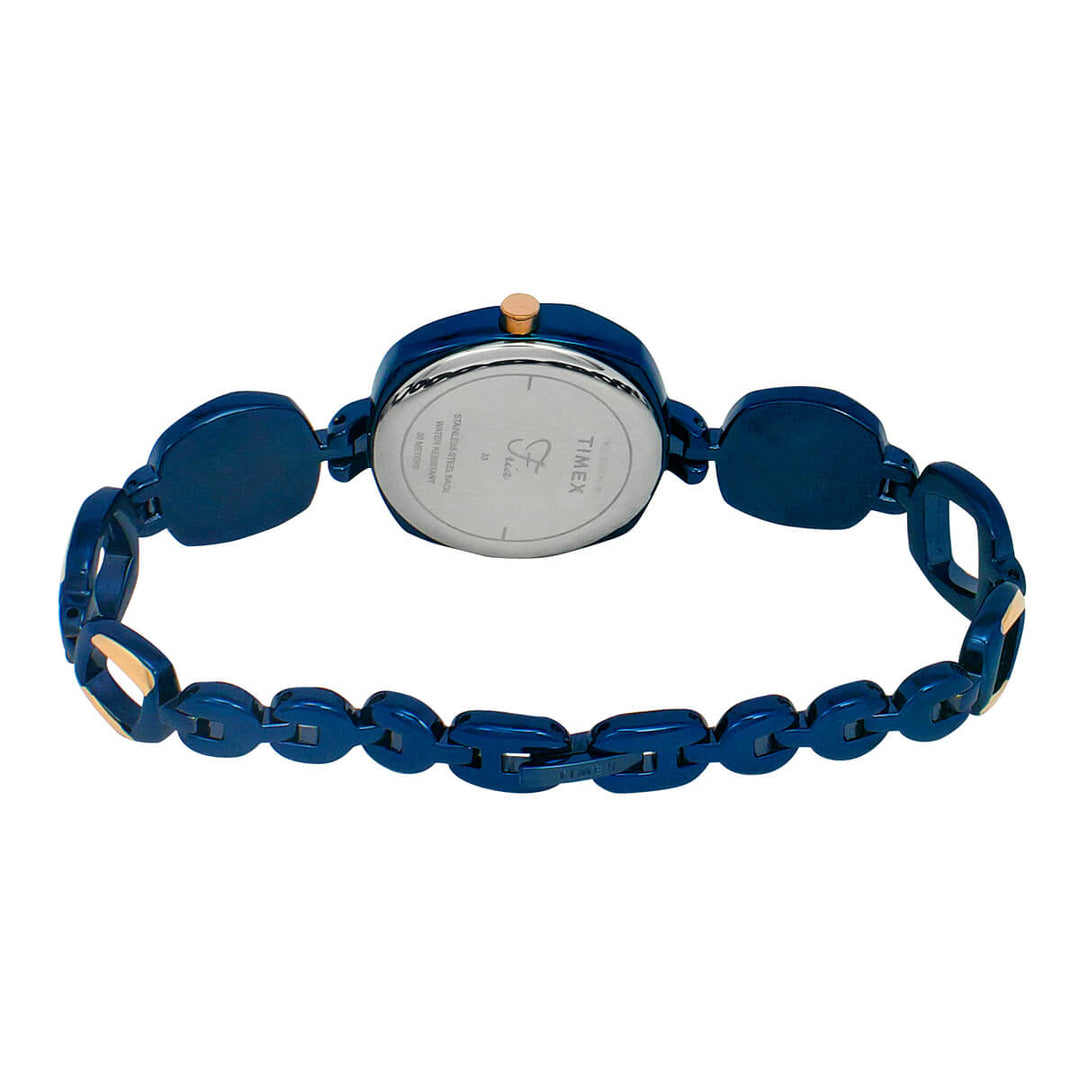 Timex Fria Women's Blue Dial Square Case 3 Hands Function Watch -TWEL15005