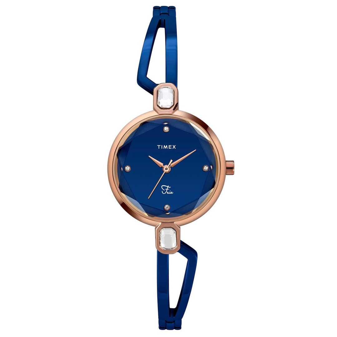 Timex Fria Women's Blue Dial Round Case 3 Hands Function Watch -TWEL15102